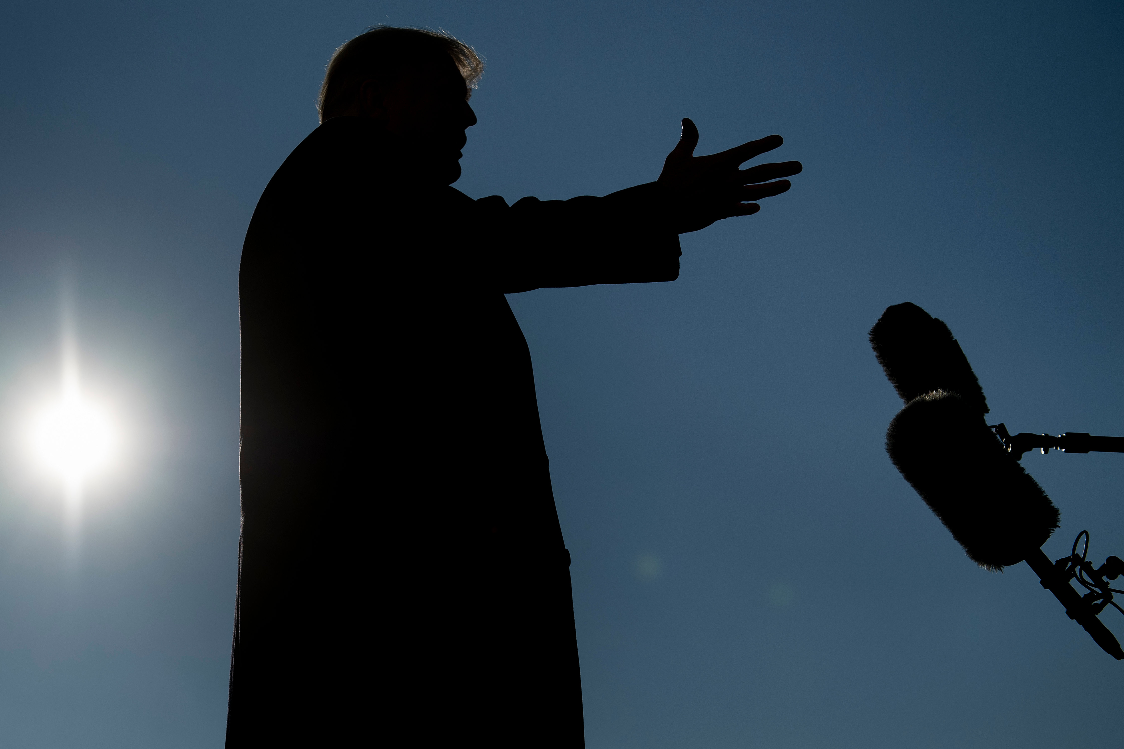 US President Donald Trump speaks to the media outside the White House on January 12, 2021 in Washington,DC before his departure to Alamo, Texas. (Photo by Brendan Smialowski / AFP)