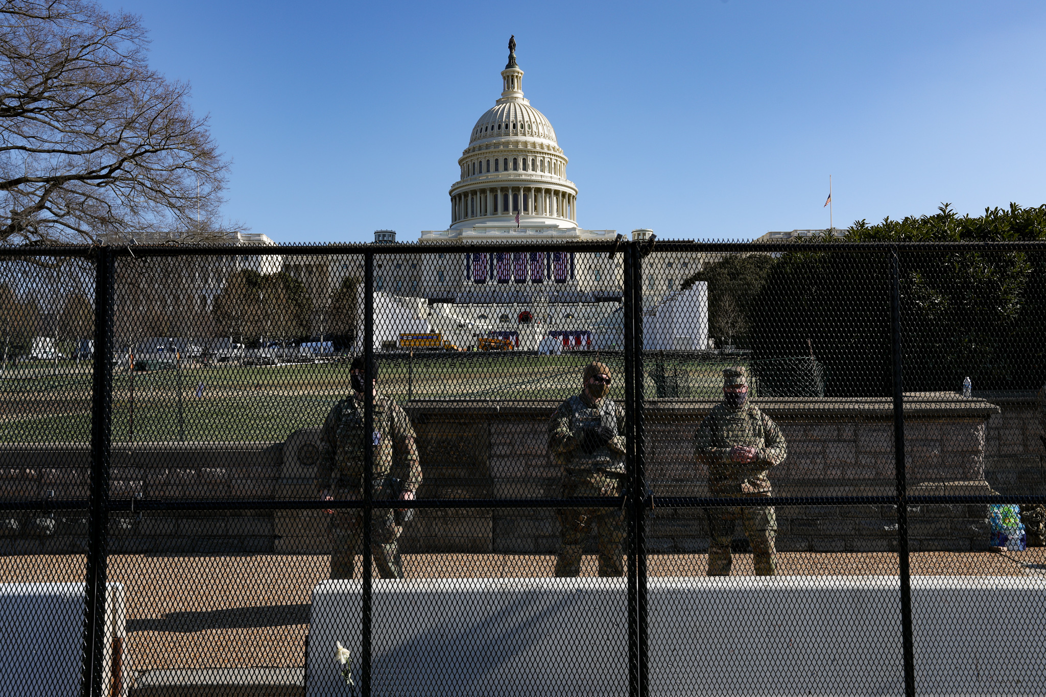 WASHINGTON, DC, USA &#8211; JANUARY 13:  Members of the National Guard are issued weapons outside of the U.S. Capitol in Washington, D.C., U.S., on Wednesday, Jan. 13, 2021. (Photo by Yasin Ozturk/Anadolu Agency via Getty Images)