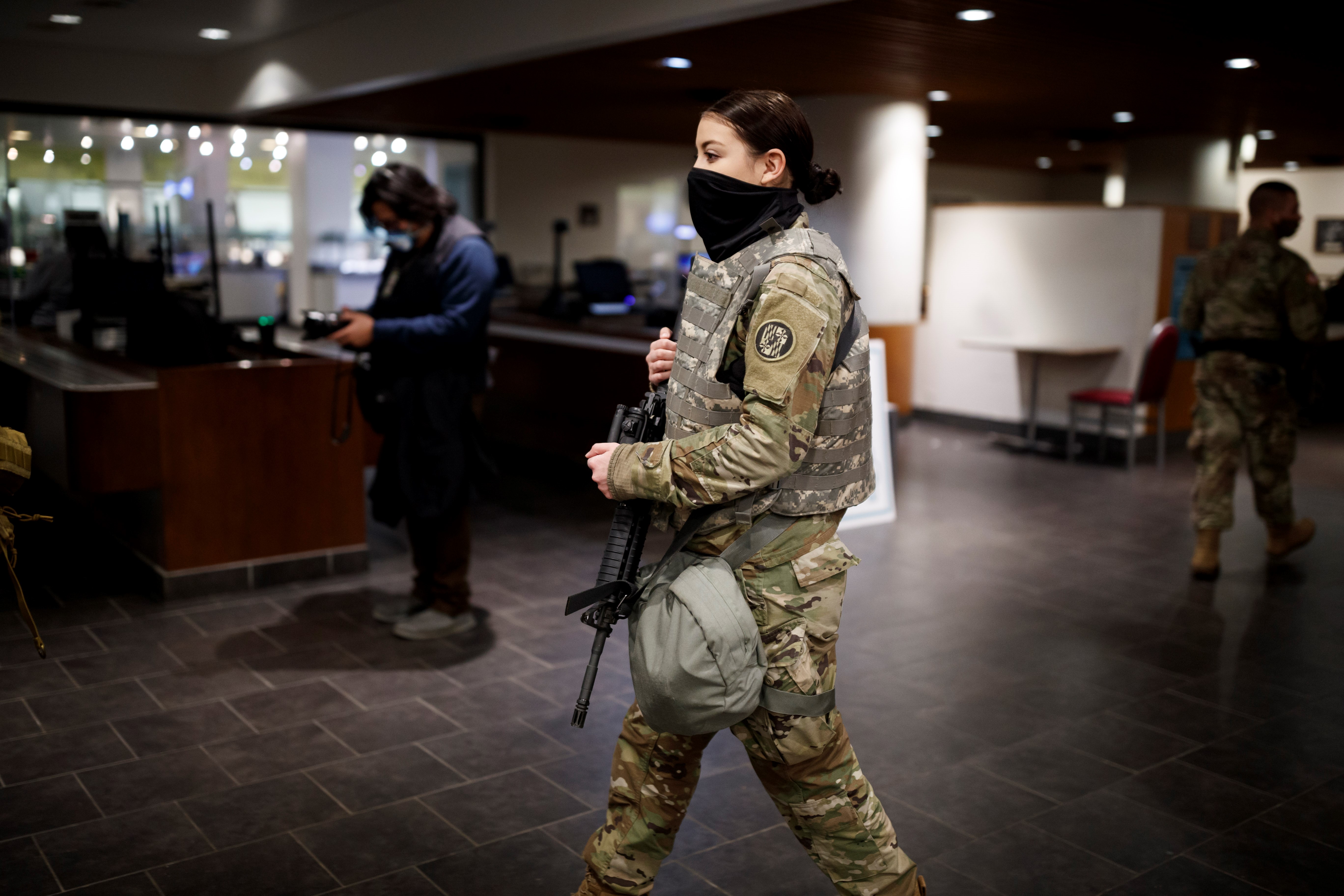 WASHINGTON, D.C., Jan. 15, 2021 &#8212; National Guard soldiers are seen inside the U.S. Capitol, in Washington, D.C., the United States, on Jan. 14, 2021. U.S. President Donald Trump on Jan. 11 approved an emergency  declaration for Washington, D.C., effective through Jan. 24, covering the date of President-elect Joe Biden&#8217;s inauguration on Jan. 20. (Photo by Ting Shen/Xinhua via Getty)