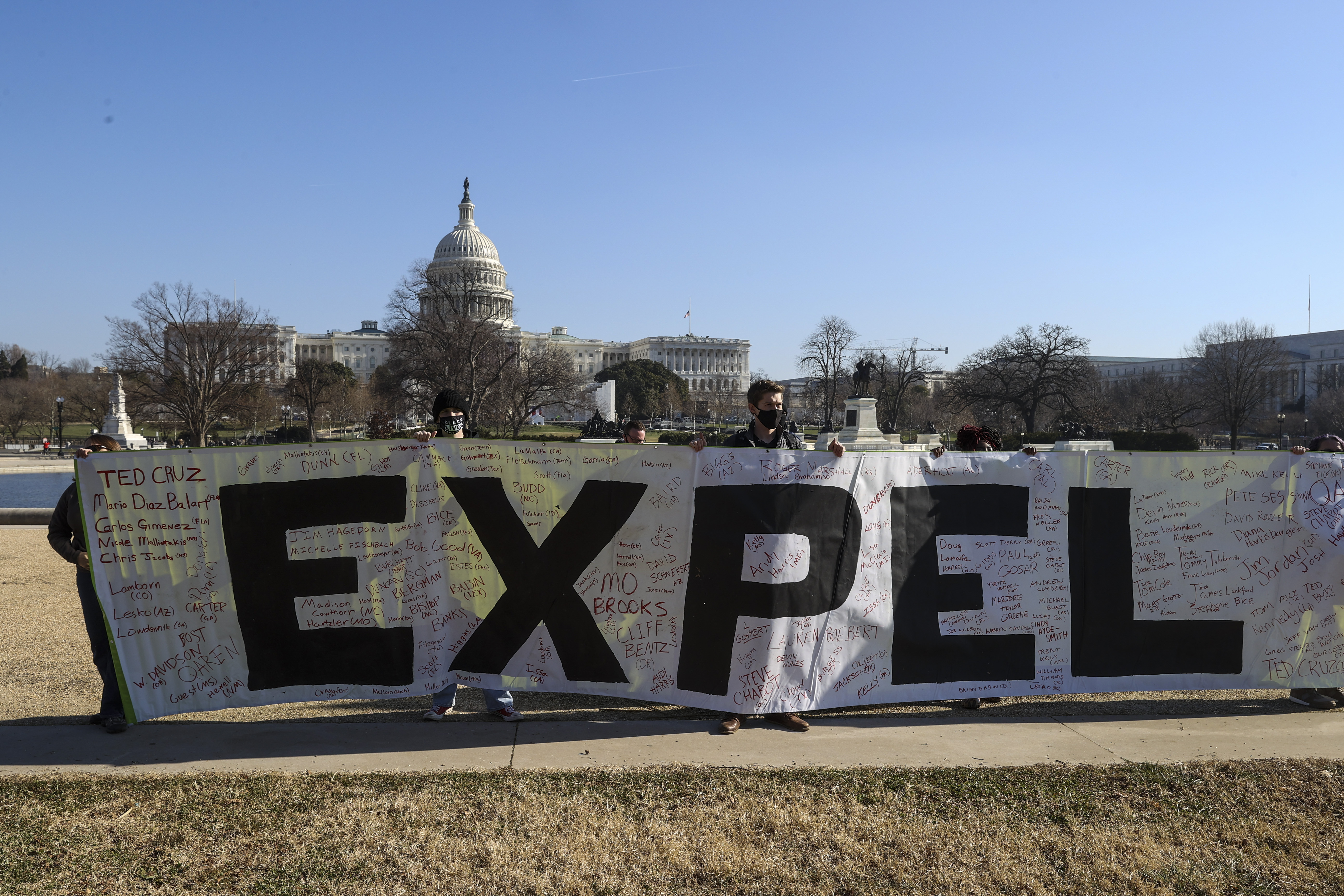 WASHINGTON, DC &#8211; JANUARY 13: Anti-Trump protesters gather on the West Front of the U.S. Capitol on January 13, 2021 in Washington, DC. The House of Representatives is expected to vote to impeach President Donald Trump later today, after Vice President Mike Pence declined to use the 25th amendment to remove him from office following a violent breach of the U.S. Capitol by a pro-Trump mob last week. (Photo by Tasos Katopodis/Getty Images)