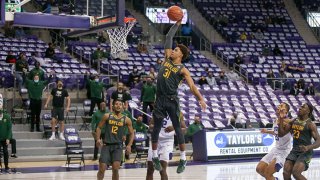 Baylor Bears guard MaCio Teague (31) goes to the basket during the game between TCU and Baylor on Jan. 9, 2021 at Ed & Rae Schollmaier Arena in Fort Worth, Texas.