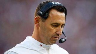 Alabama Crimson Tide offensive coordinator and quarterbacks coach Steve Sarkisian looks on during the first half against the LSU Tigers at Bryant-Denny Stadium on Nov. 9, 2019 in Tuscaloosa, Alabama.