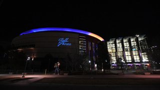 Exterior views of Ball Arena before the game between the Dallas Mavericks and the Denver Nuggets on Jan. 7, 2021 at the Ball Arena in Denver, Colorado.