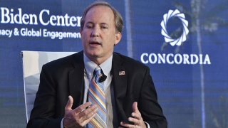 Ken Paxton, ​​Attorney General State of Texas attends the forum 'Partnerships to Eradicate Human Trafficking in the Americas' at the 2019 Concordia Americas Summit on May 14, 2019 in Bogota, Colombia.