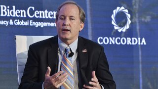 Ken Paxton, Attorney General State of Texas attends the forum 'Partnerships to Eradicate Human Trafficking in the Americas' at the 2019 Concordia Americas Summit on May 14, 2019 in Bogota, Colombia.