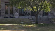 Texas Department of Public Safety state troopers outside the Capitol building in Austin, Texas on Saturday, Jan. 16, 2021.