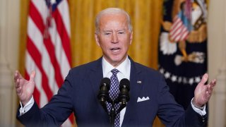 President Joe Biden delivers remarks as he takes part in a Munich Security Conference virtual event from the East Room at the White House in Washington, U.S., February 19, 2021.