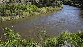 The Rio Grande flows south of Taos, New Mexico.