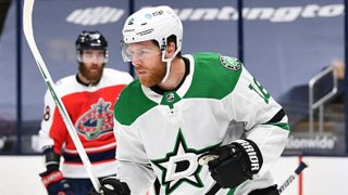 Joe Pavelski #16 of the Dallas Stars reacts after scoring a goal during the second period of a game against the Columbus Blue Jackets on Feb. 2, 2021 at Nationwide Arena in Columbus, Ohio.