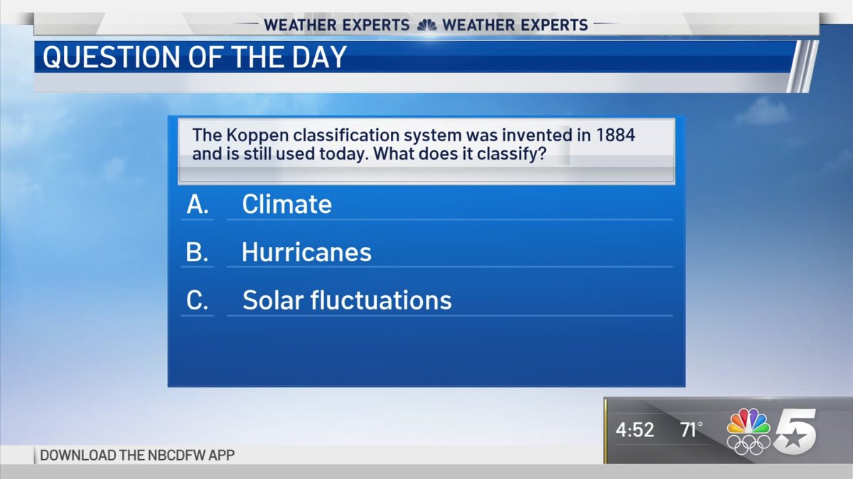 Weather Quiz: Koppen Classifications – NBC 5 Dallas-Fort Worth