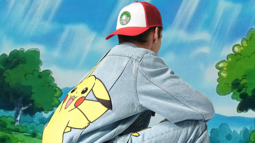 A vintage fit trucker jacket and straight jeans are two of the items available for purchase in the Levi’s x Pokémon collection.