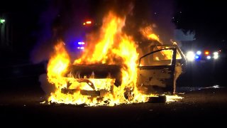 Firefighters in Leon Valley, Texas say propane tanks inside a car led to several loud explosions when the car caught on fire Wednesday morning.