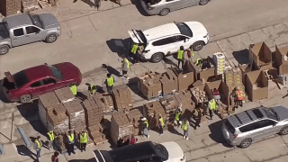 The Tarrant Area Food Bank held a 'Mobile Market' on Monday to help people who are still impacted by power and water outages, as well as the pandemic .