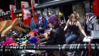 Employees make preparations for a launch party at Amazon.com Inc.’s new fashion photography studio in the Shoreditch district of London, U.K.