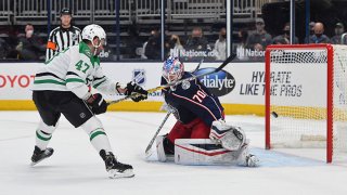 Alexander Radulov #47 of the Dallas Stars scores the game-winning shootout goal on goaltender Joonas Korpisalo #70 of the Columbus Blue Jackets at Nationwide Arena on March 14, 2021 in Columbus, Ohio. (Photo by BenAlexander Radulov #47 of the Dallas Stars scores the game-winning shootout goal on goaltender Joonas Korpisalo #70 of the Columbus Blue Jackets at Nationwide Arena on March 14, 2021 in Columbus, Ohio.