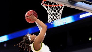 NaLyssa Smith #1 of the Baylor Lady Bears drives to the basket against the Jackson State Lady Tigers during the second half in the first round game of the 2021 NCAA Women's Basketball Tournament at the Alamodome on March 21, 2021 in San Antonio, Texas.