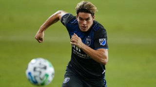 FILE: Cade Cowell #44 of the San Jose Earthquakes during a game between Real Salt Lake and San Jose Earthquakes at Earthquakes Stadium on Oct. 28, 2020 in San Jose, California.