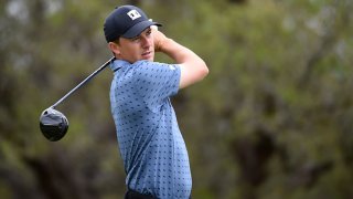 Jordan Spieth plays his shot from the second tee during the final round of Valero Texas Open at TPC San Antonio Oaks Course on April 4, 2021 in San Antonio, Texas.