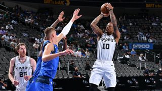 DeMar DeRozan #10 of the San Antonio Spurs shoots the ball against the Dallas Mavericks on April 11, 2021 at the American Airlines Center in Dallas, Texas.