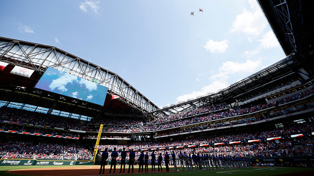 Blue Jays spoil Rangers home opener before largest MLB crowd