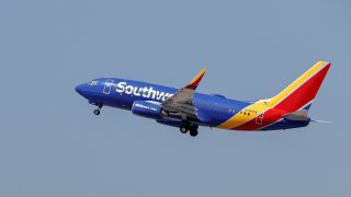 A Southwest Airlines Boeing 737-73V jet departs Midway International Airport in Chicago, Illinois, on April 6, 2021.