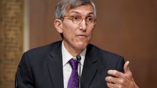 Dr. Peter Marks, Director of the Center for Biologics Evaluation and Research within the Food and Drug Administration answers a question during a Senate Health, Education, Labor and Pensions Committee hearing to discuss the on-going federal response to COVID-19, at the U.S. Capitol in Washington, D.C., May 11, 2021.
