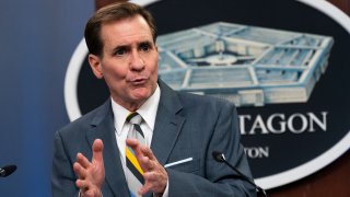 Pentagon spokesman John Kirby speaks during a briefing at the Pentagon in Washington, Wednesday, May 5, 2021.