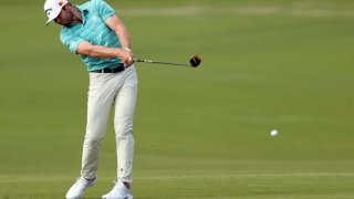 Sam Burns hits from the fairway on the 18th hole during round two of the AT&T Byron Nelson at TPC Craig Ranch on May 14, 2021 in McKinney, Texas.