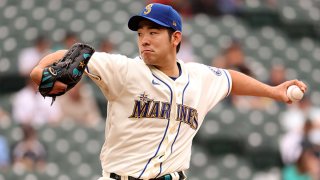 Yusei Kikuchi #18 of the Seattle Mariners pitches during the first inning against the Texas Rangers at T-Mobile Park on May 30, 2021 in Seattle, Washington.