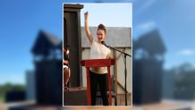 Anastasia Munoz rehearses The War of the Roses. This show was rehearsed on Zoom and the actors are vaccinated.