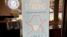 Sign encouraging masks at Bonnell's Restaurant in Fort Worth