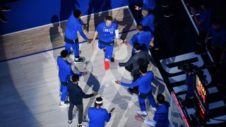 Luka Doncic #77 of the Dallas Mavericks is introduced before the game against the LA Clippers during Round 1, Game 3 of the 2021 NBA Playoffs on May 28, 2021 at the American Airlines Center in Dallas, Texas.