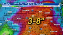 Rain totals today through Sunday could be as high as 8".