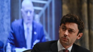 Senator Jon Ossoff, a Democrat from Georgia, listens during a Senate Homeland Security and Governmental Affairs Committee hearing in Washington, D.C., U.S., on Tuesday, June 8, 2021. The chief executive of the pipeline company hit by a ransomware attack last month apologized to the committee for the incident that paralyzed the East Coast's flow of gasoline, diesel and jet fuel.