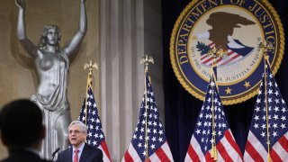 Merrick Garland, U.S. attorney general, speaks at the Department of Justice in Washington, D.C., U.S., on Tuesday, June 15, 2021.