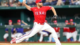 Ian Kennedy #31 of the Texas Rangers pitches against the Tampa Bay Rays at Globe Life Field on June 04, 2021 in Arlington, Texas.