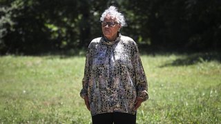 Opal Lee, 94, stands in front of the East Annie Street lot on June 2, 2021, where white rioters attacked, invaded and burned her family's home in 1939.