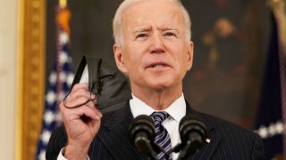 U.S. President Joe Biden delivers remarks on the state of the coronavirus disease (COVID-19) vaccinations from the State Dining Room at the White House in Washington, D.C., April 6, 2021.