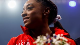 Simone Biles smiles after the closing ceremony in which she was named to the Olympic team during the final day of women’s competition in the U.S. Olympic Team Trials for gymnastics in St. Louis, Missouri, U.S., June 27, 2021.