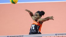 Chiaka Ogbogu (11) of Eczacibasi VitrA in action during the CEV Women's Champions League Group D match between Eczacibasi VitrA and Lokomotiv Kaliningrad at Burhan Felek Volleyball Hall in Istanbul, Turkey on December 09, 2020.