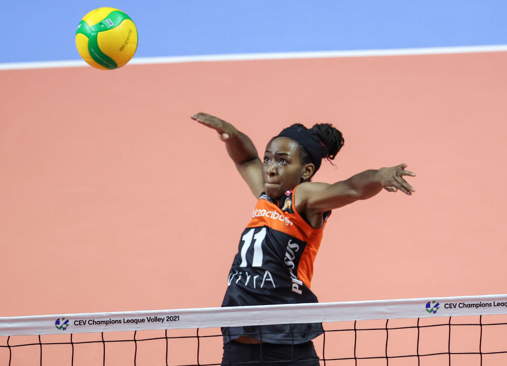 Chiaka Ogbogu (11) of Eczacibasi VitrA in action during the CEV Women's Champions League Group D match between Eczacibasi VitrA and Lokomotiv Kaliningrad at Burhan Felek Volleyball Hall in Istanbul, Turkey on December 09, 2020.