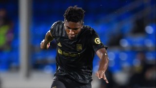 José Cifuentes #11 of LAFC takes a shot during a game between Los Angeles Galaxy and Los Angeles FC at ESPN Wide World of Sports on July 18, 2020 in Lake Buena Vista, Florida.