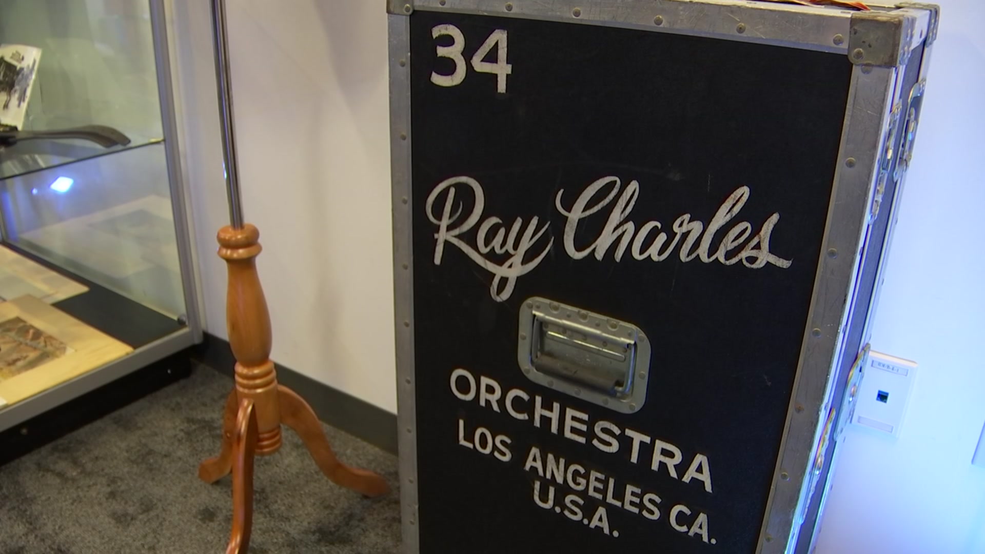 Bidding started at $600 for an empty Anvil flight case used by the Ray Charles orchestra.