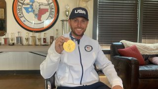 Vincent Hancock is back home in Benbrook after "such a cool experience” winning gold in Tokyo in skeet shooting.