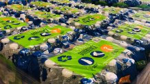 Stacks of water donated by Denton County Emergency Services for the Summer Water Project