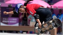 Sakura Yosozumi of Japan competes in the women's park skateboarding finals at the 2020 Olympics, Wednesday, Aug. 4, 2021, in Tokyo, Japan.
