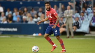 FILE: Jesus Ferreira #9 FC Dallas with the ball during a game between FC Dallas and Sporting Kansas City at Children's Mercy Park on July 31, 2021 in Kansas City, Kansas.