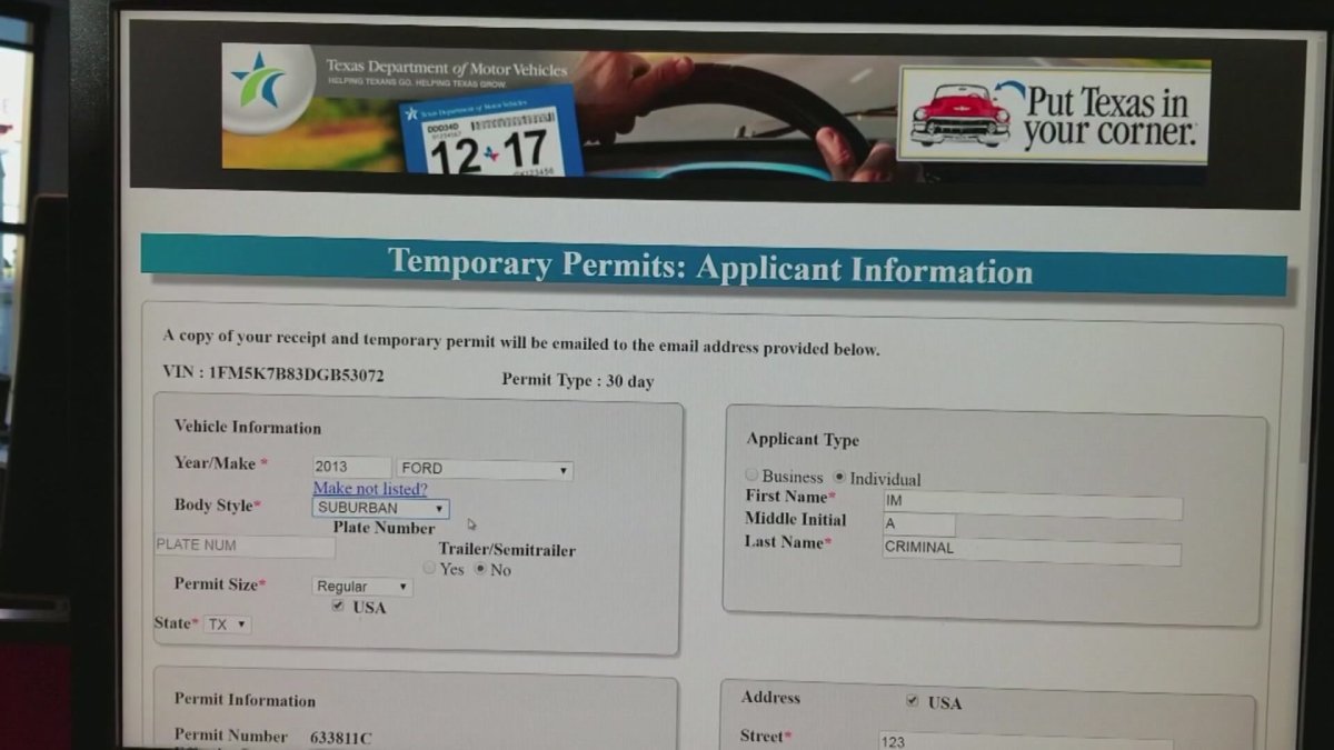 Fake Texas Temporary Car Tags Linked to Crimes as Far Away as New York