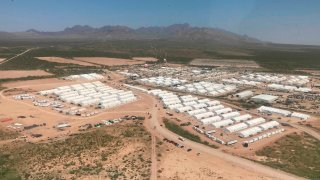 Aerial view of an area of Fort Bliss Army base in Texas