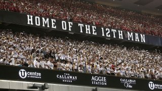 A view of the student section at Kyle Field as the Texas A&M Aggies played the Kent State Golden Flashes on Sept. 4, 2021 in College Station, Texas.